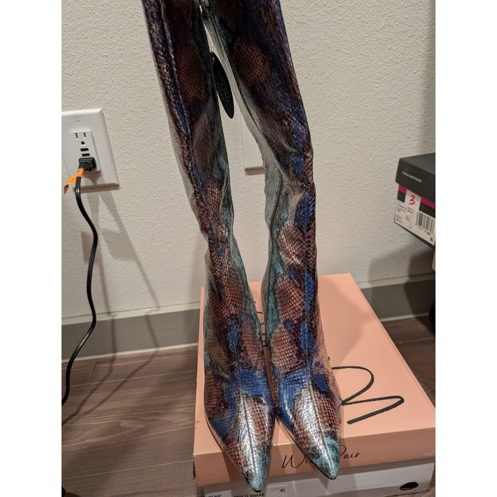 Wild Pair Women Shoes 7M Islah High Block Heel‎ Dress Boots Snakeskin Print - Picture 3 of 9